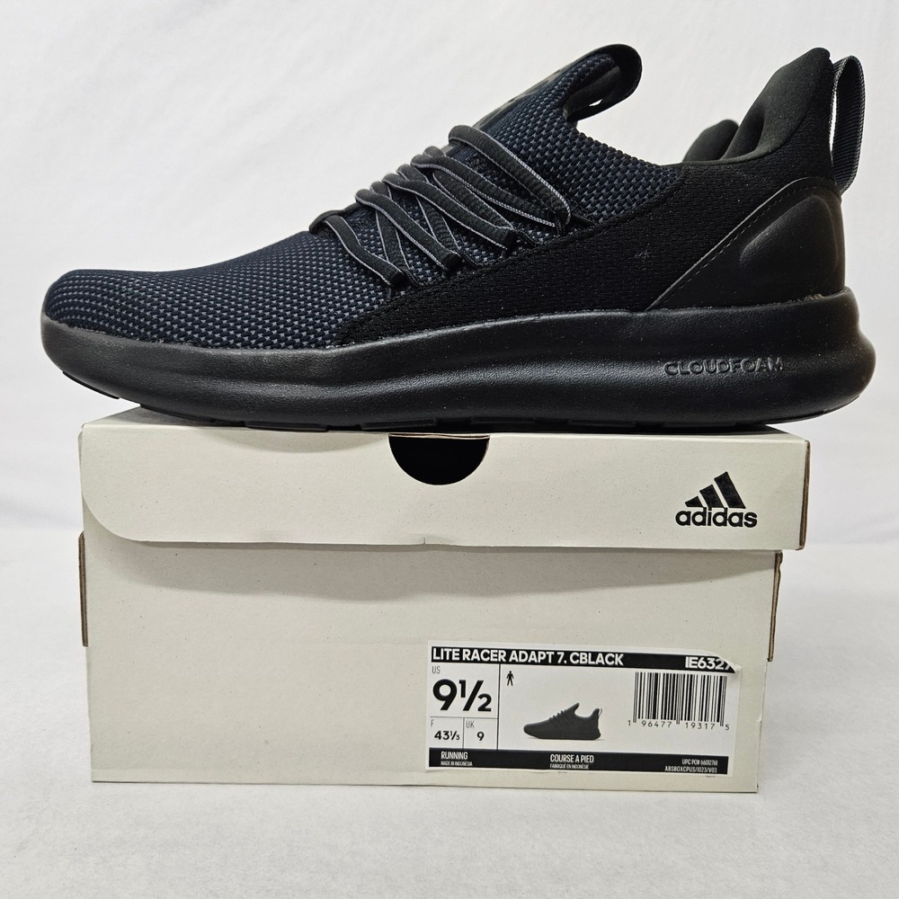 Adidas lite Racer Adapt 7.0 Running Shoes IE6327 Core Black Men's Size 9.5‎